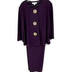 Coldwater Creek 2-Piece Set Jacket and Pants Eggplant Purple Size XL